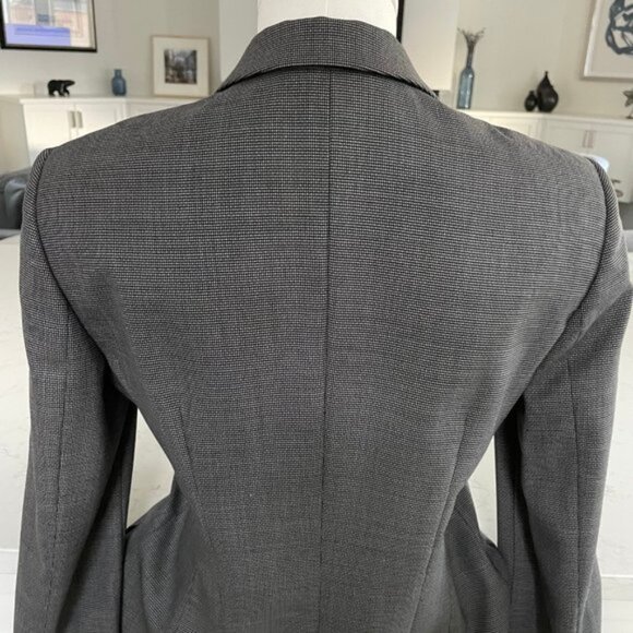 Hugo Boss Julea1 2 Button Notch Collar Virgin Wool Lined Blazer Grey   Blk Sz 6 - Picture 7 of 13